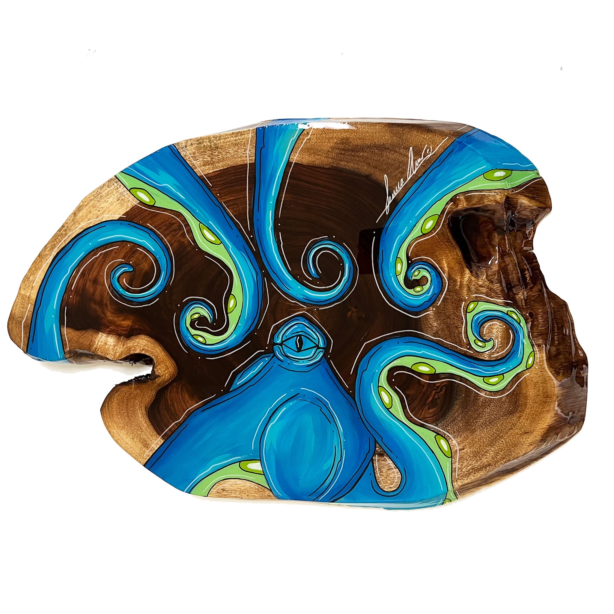 Blue/Green Live Edge Octo 16"x25"