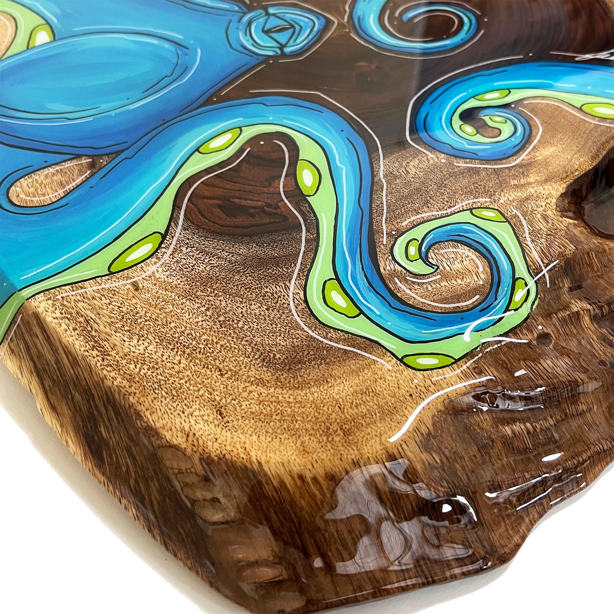 Blue/Green Live Edge Octo 16"x25"