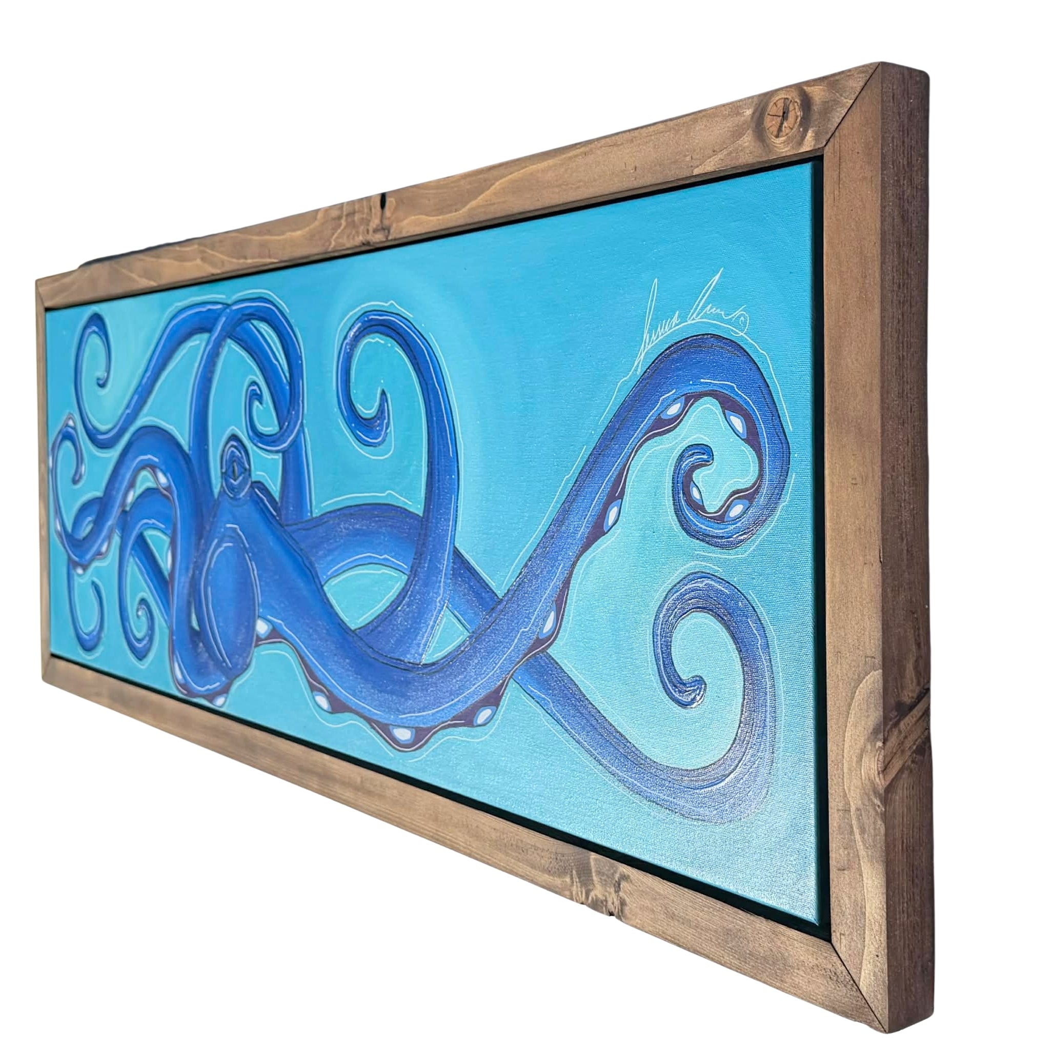 AZURE OCTO - CANVAS ORIGINAL WITH CUSTOM FRAME 19.5" X 51.5"