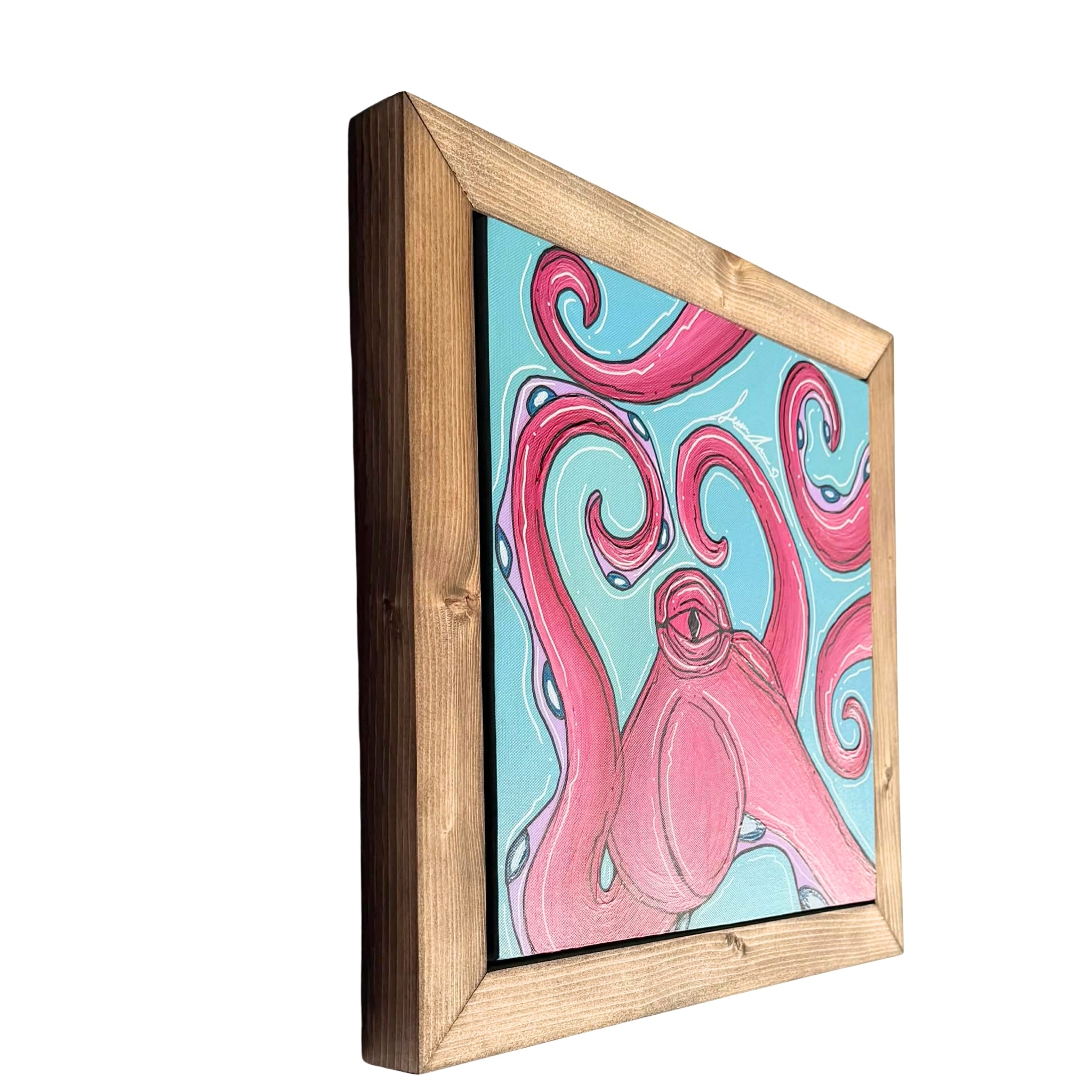 FUCHSIA OCTO - CANVAS ORIGINAL WITH CUSTOM FRAME 15" X 15"