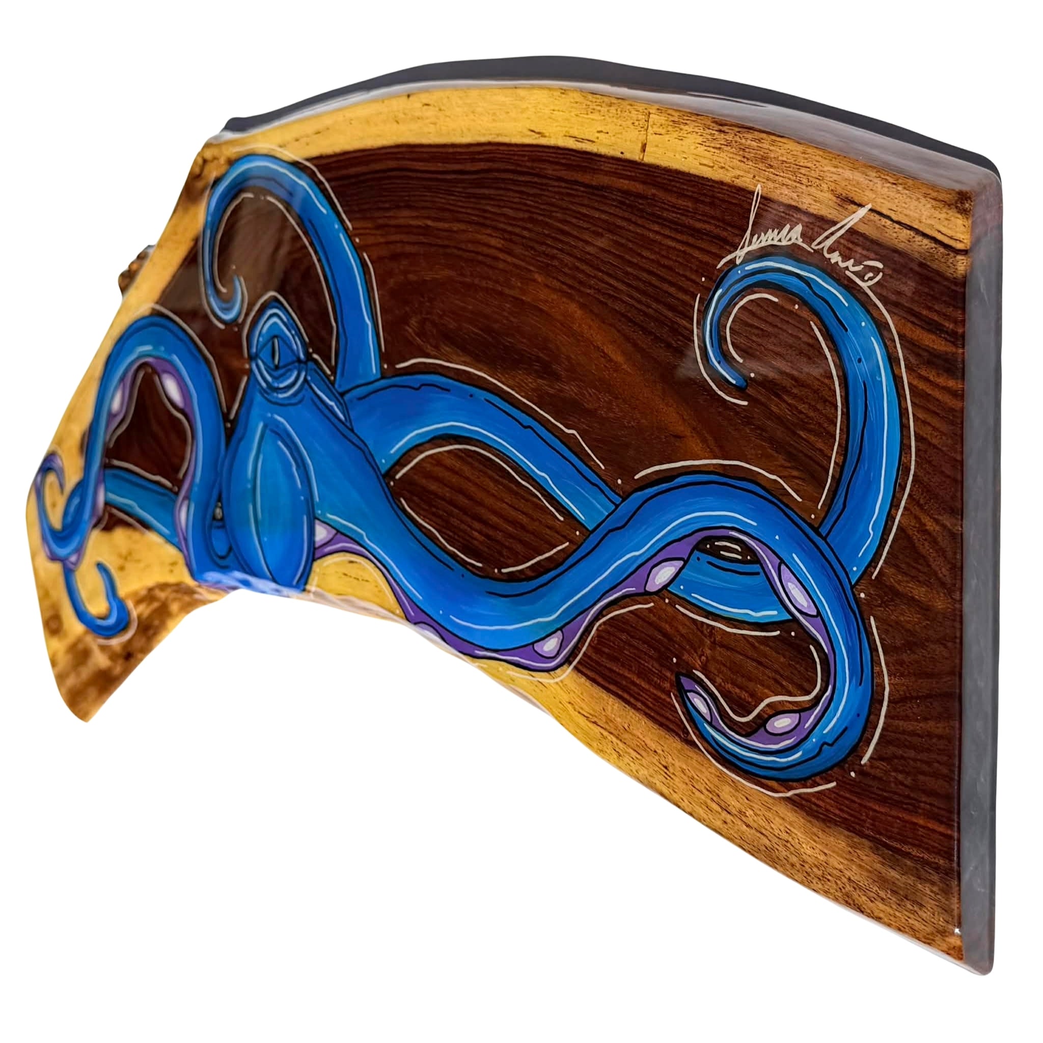 BLUE HORIZONTAL OCTO - LIVE EDGE WOOD 9.5" X 27"