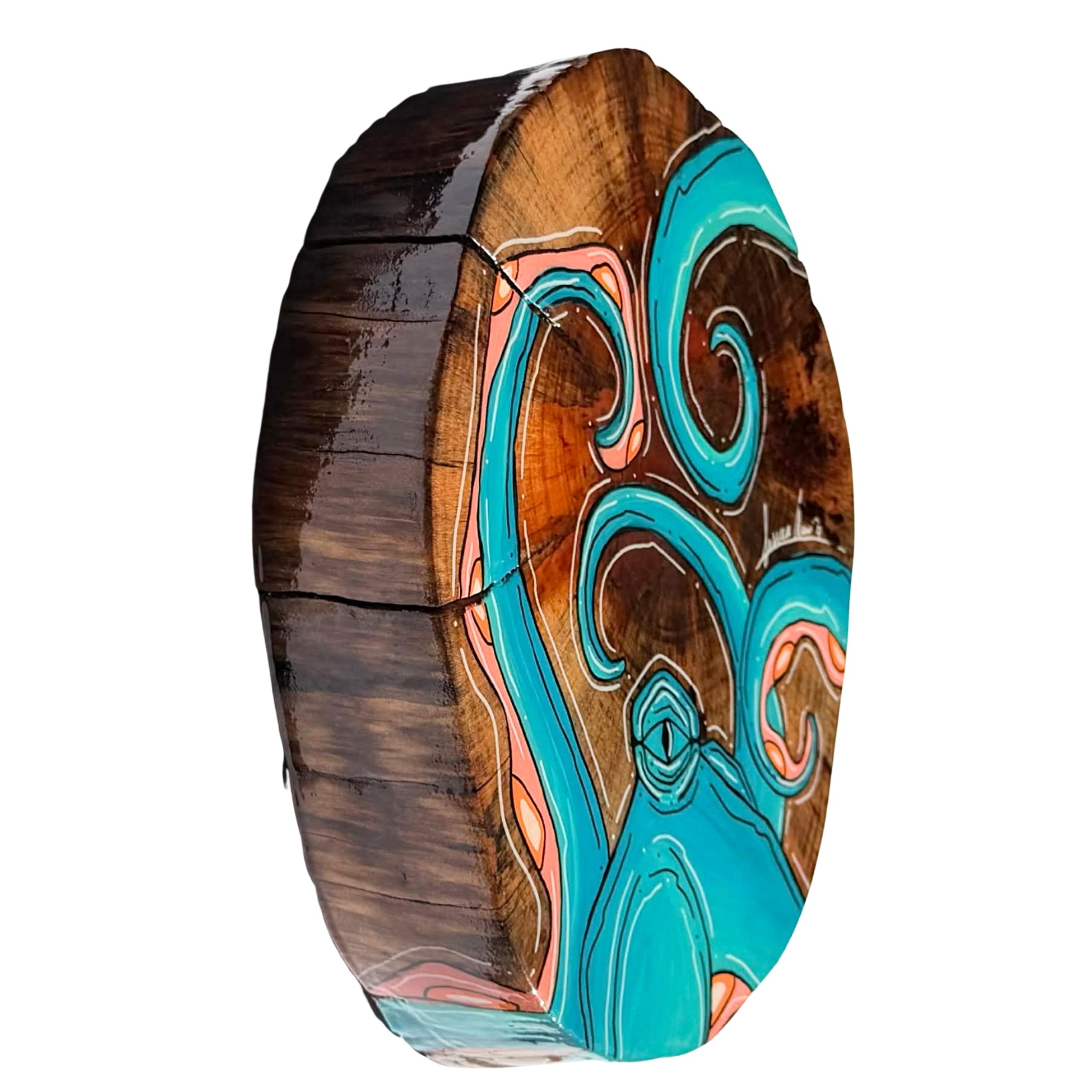 TEAL OCTO - LIVE EDGE ROUND 11" X 12"