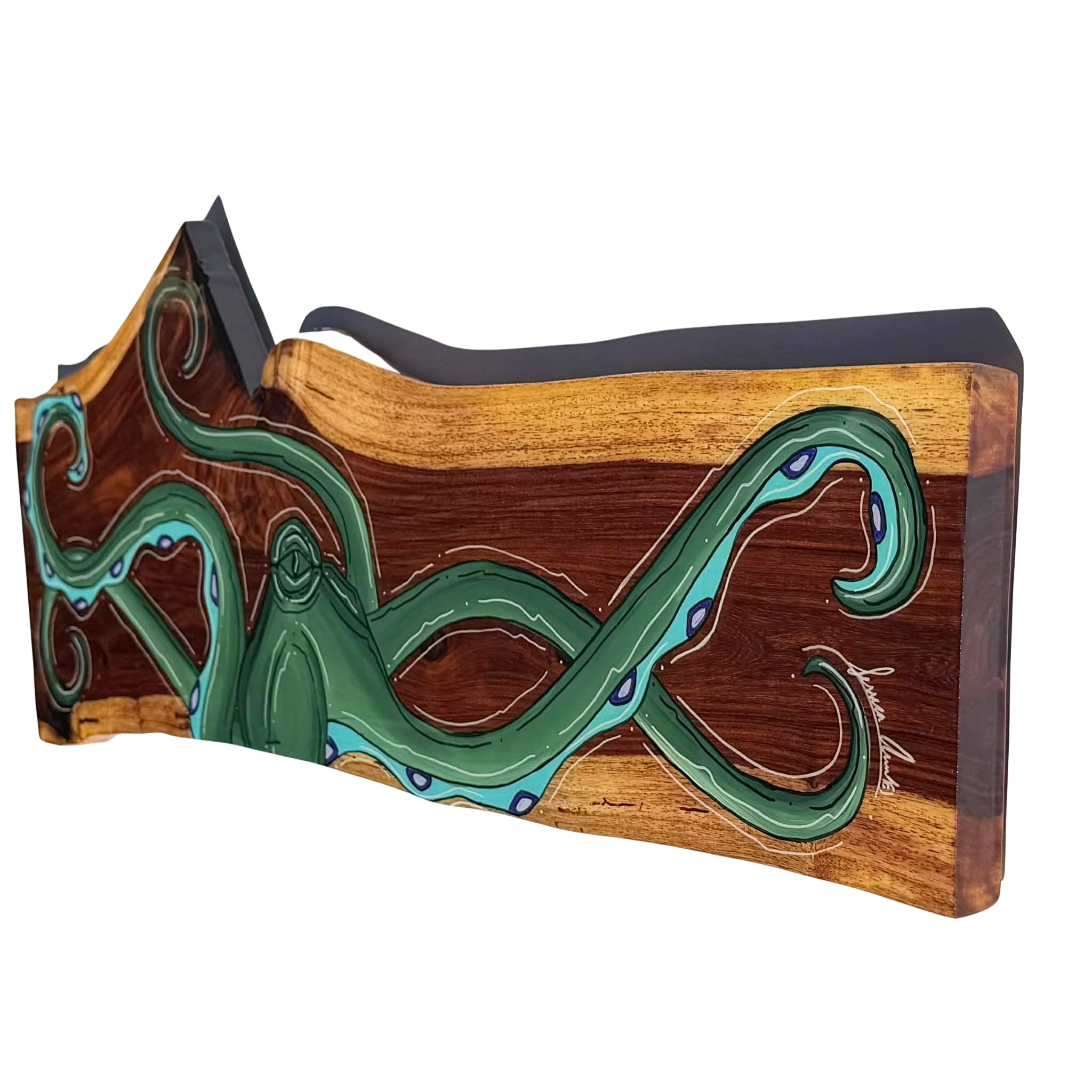 GREEN HORIZONTAL OCTO - LIVE EDGE WOOD 12" X 35"