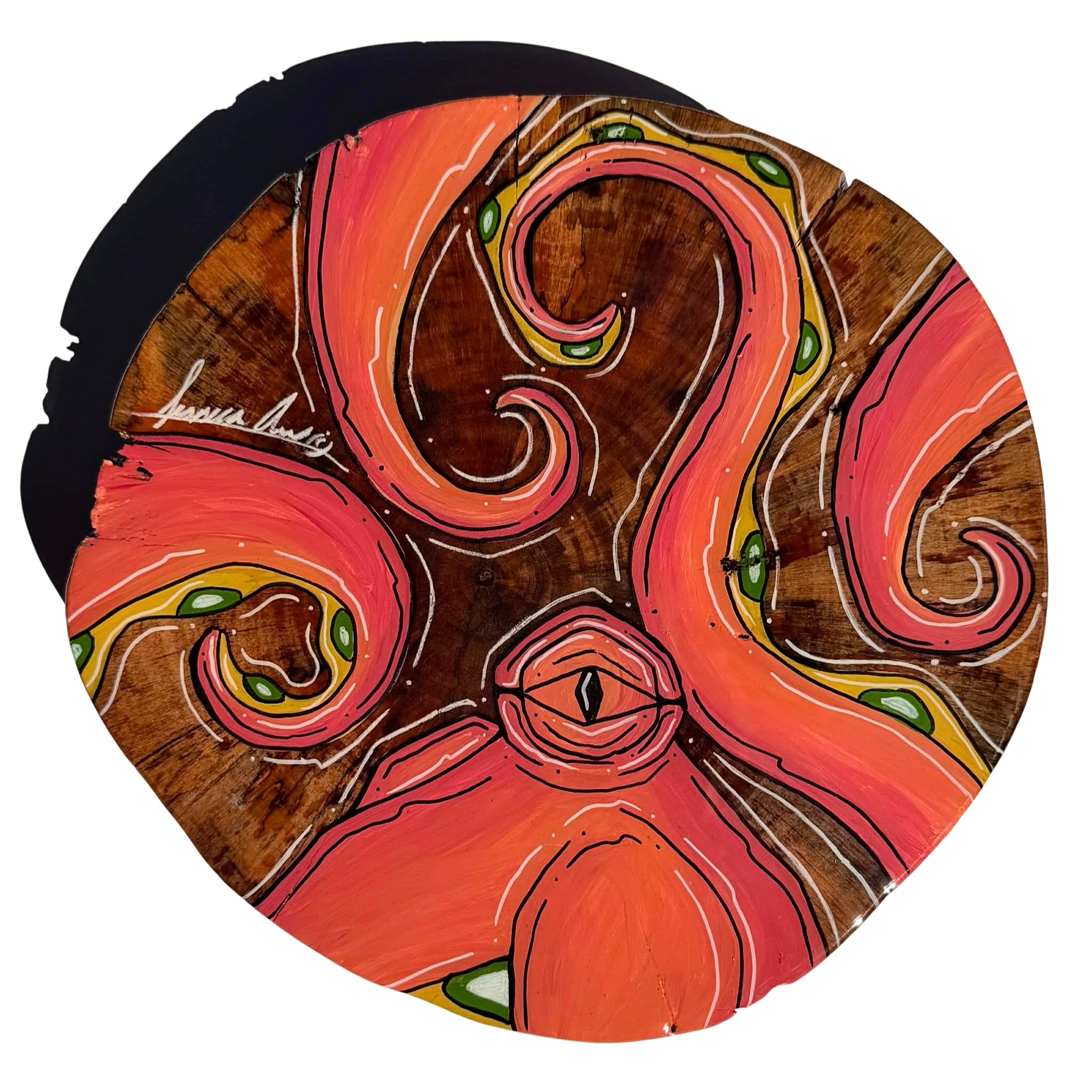 RED OCTO - LIVE EDGE ROUND 11" X 11"