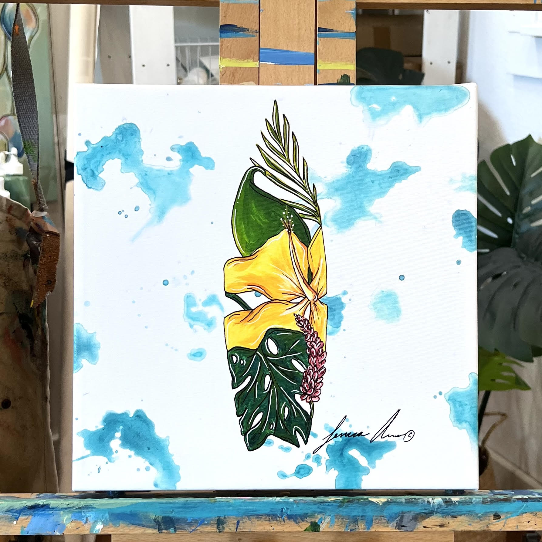 CARIBBEAN FLOWERS SURF CANVAS PRINT