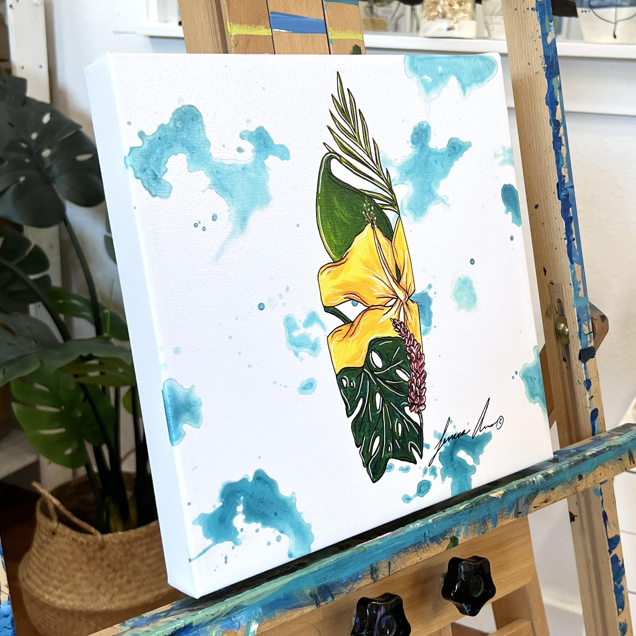 CARIBBEAN FLOWERS SURF CANVAS PRINT