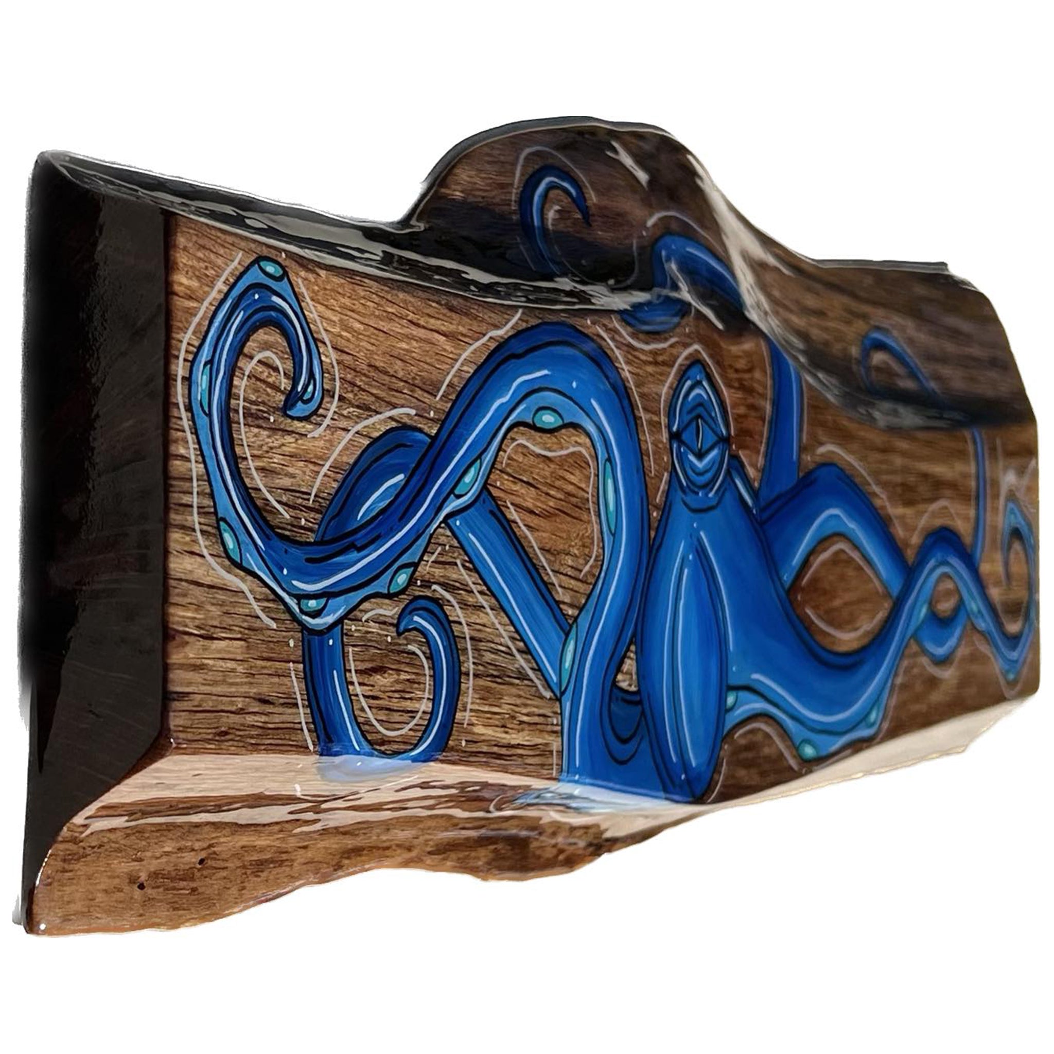 Dark Blue Octo Live Edge Wood 9" x 22"