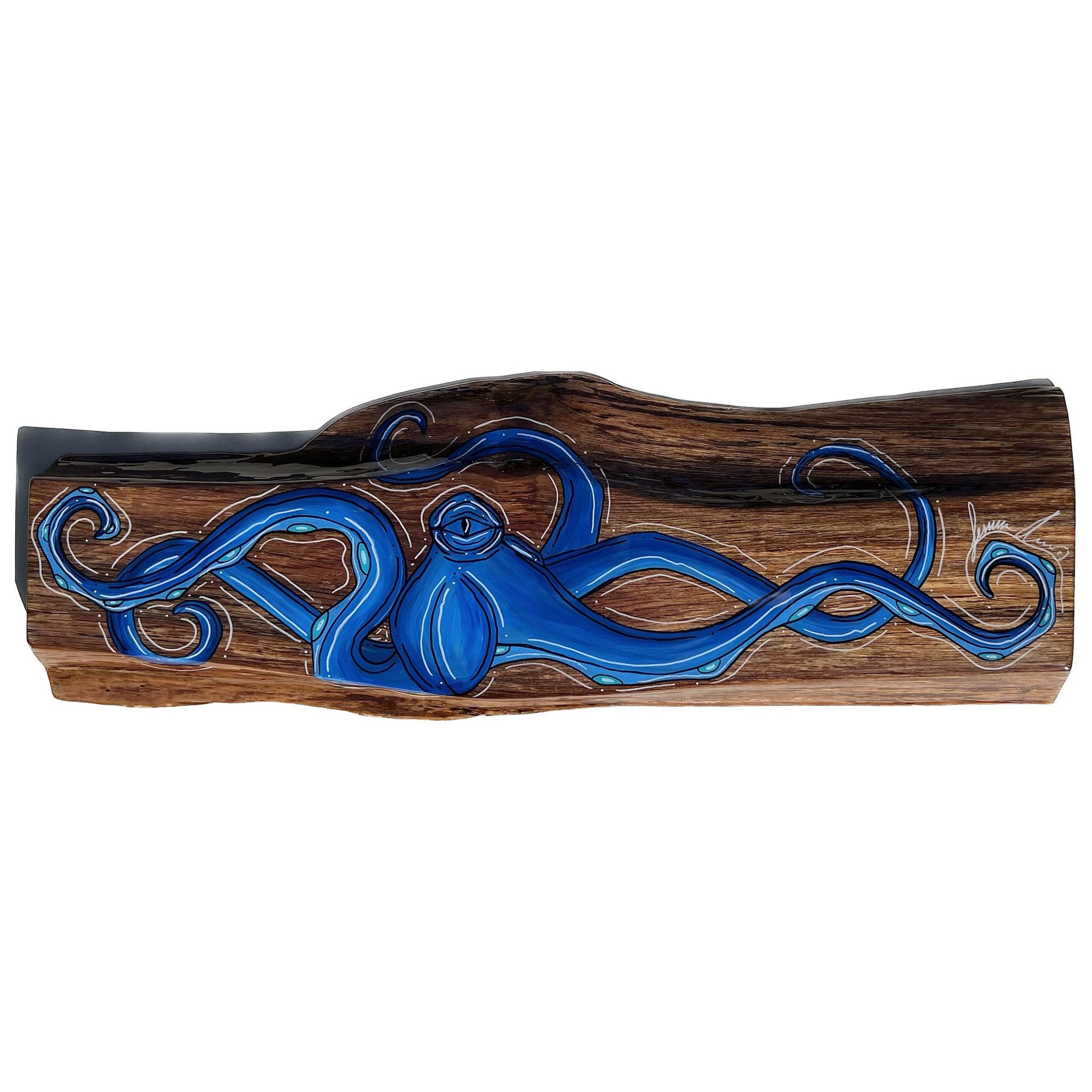 Dark Blue Octo Live Edge Wood 9" x 22"