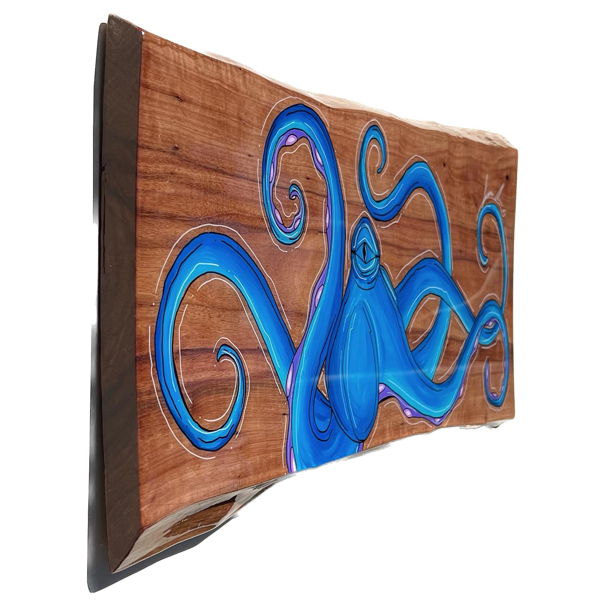 Blue Purple Octo Live Edge Wood 14"x31"