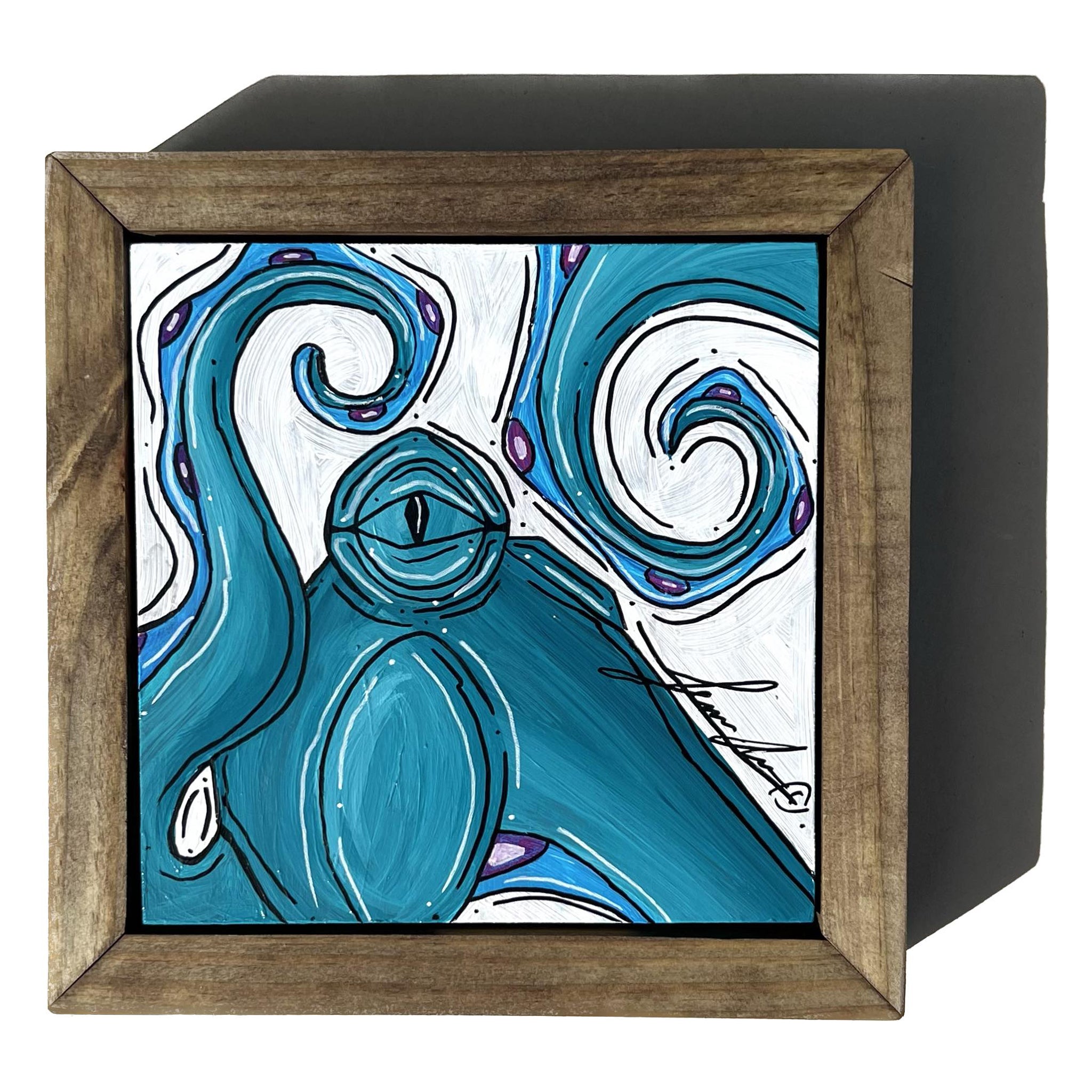 Teal Octo Mini Framed 6x6"