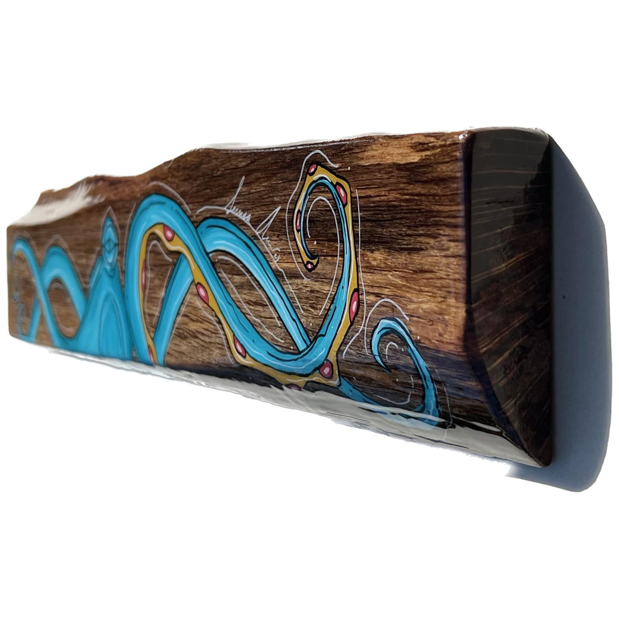 Light Teal Octo Live Edge Wood 6" x 27"