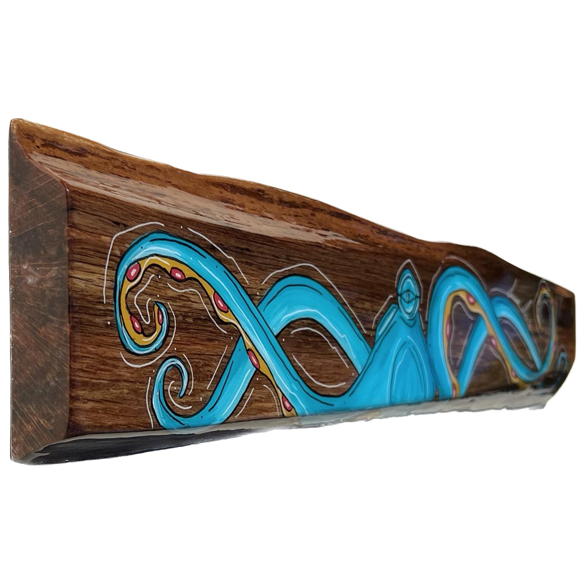 Light Teal Octo Live Edge Wood 6" x 27"