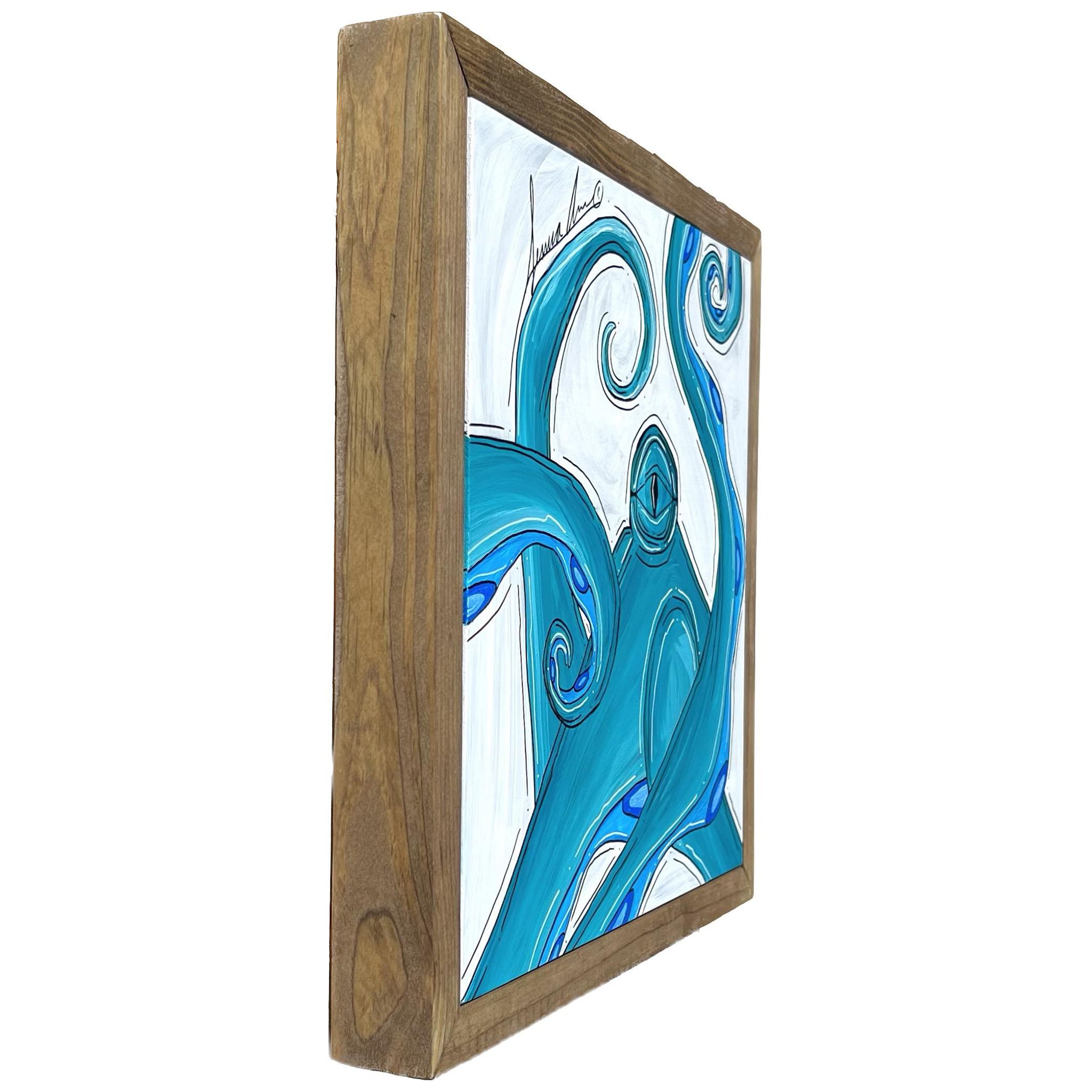 Teal Octo Framed 12x12"