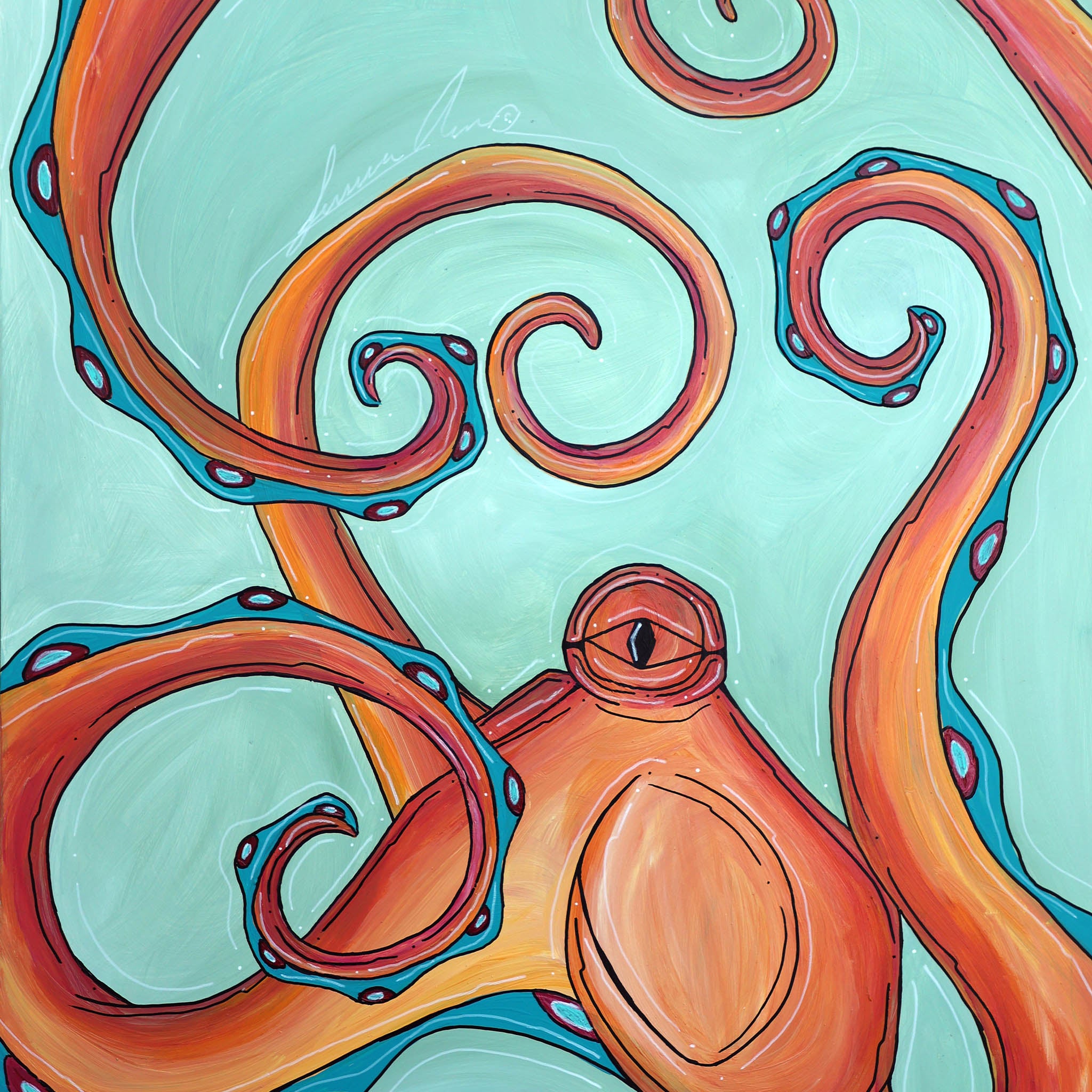 Coral Octo Framed 18x24"