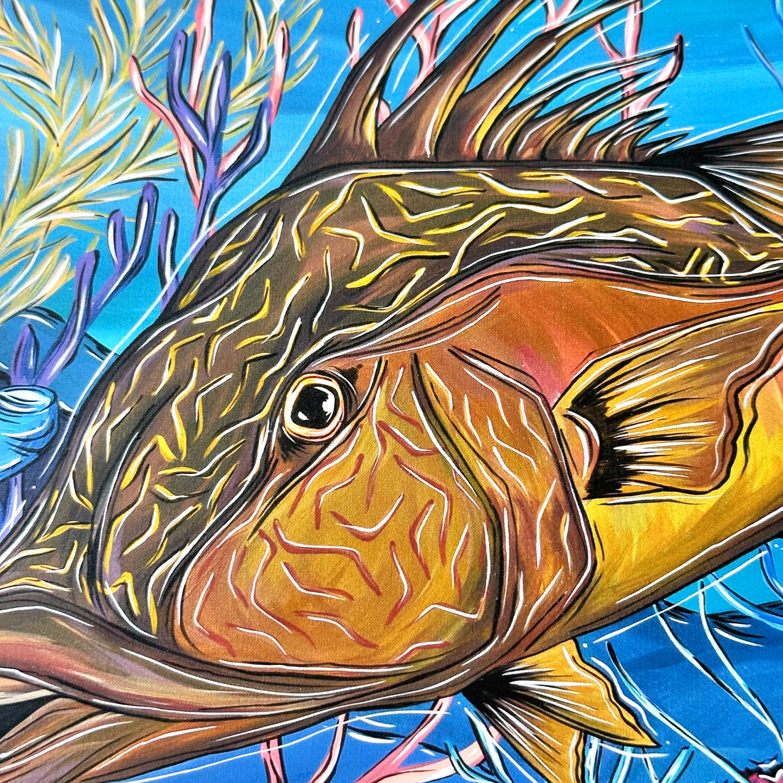HOG IN THE REEF  8x10&quot; FLAT CANVAS PRINTS