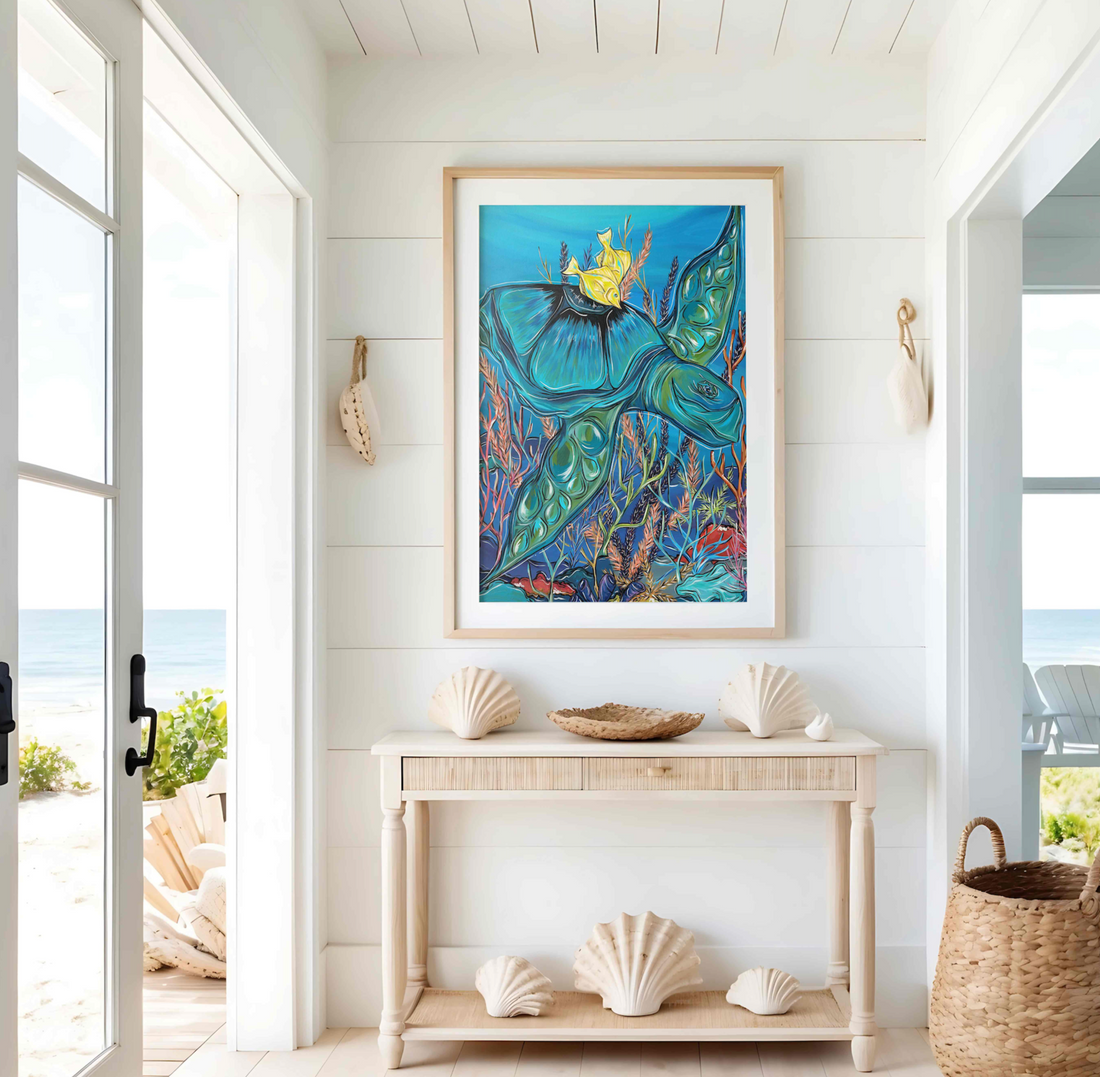 Sea Turtle In The Reef Print