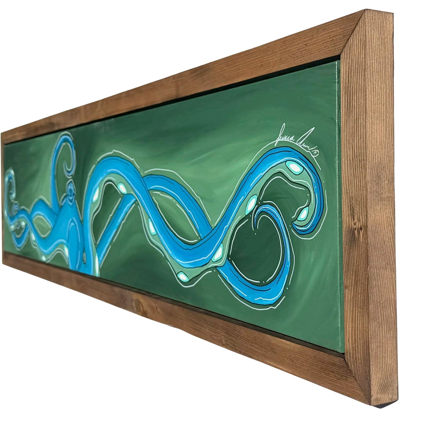 EMERALD OCTO - CANVAS ORIGINAL WITH CUSTOM FRAME 15.5" X 62.5"