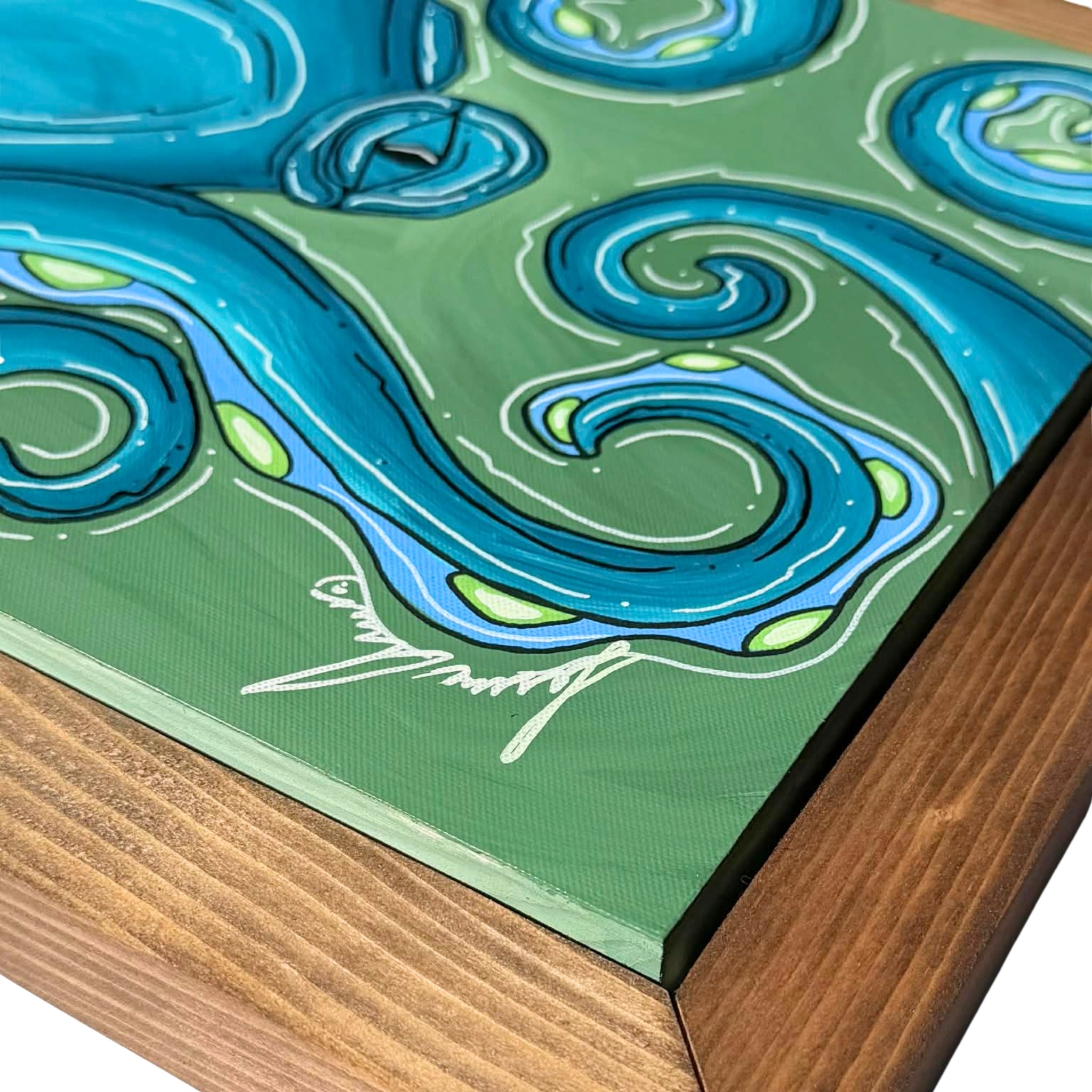 MATCHA OCTO - CANVAS ORIGINAL WITH CUSTOM FRAME 15" X 15"