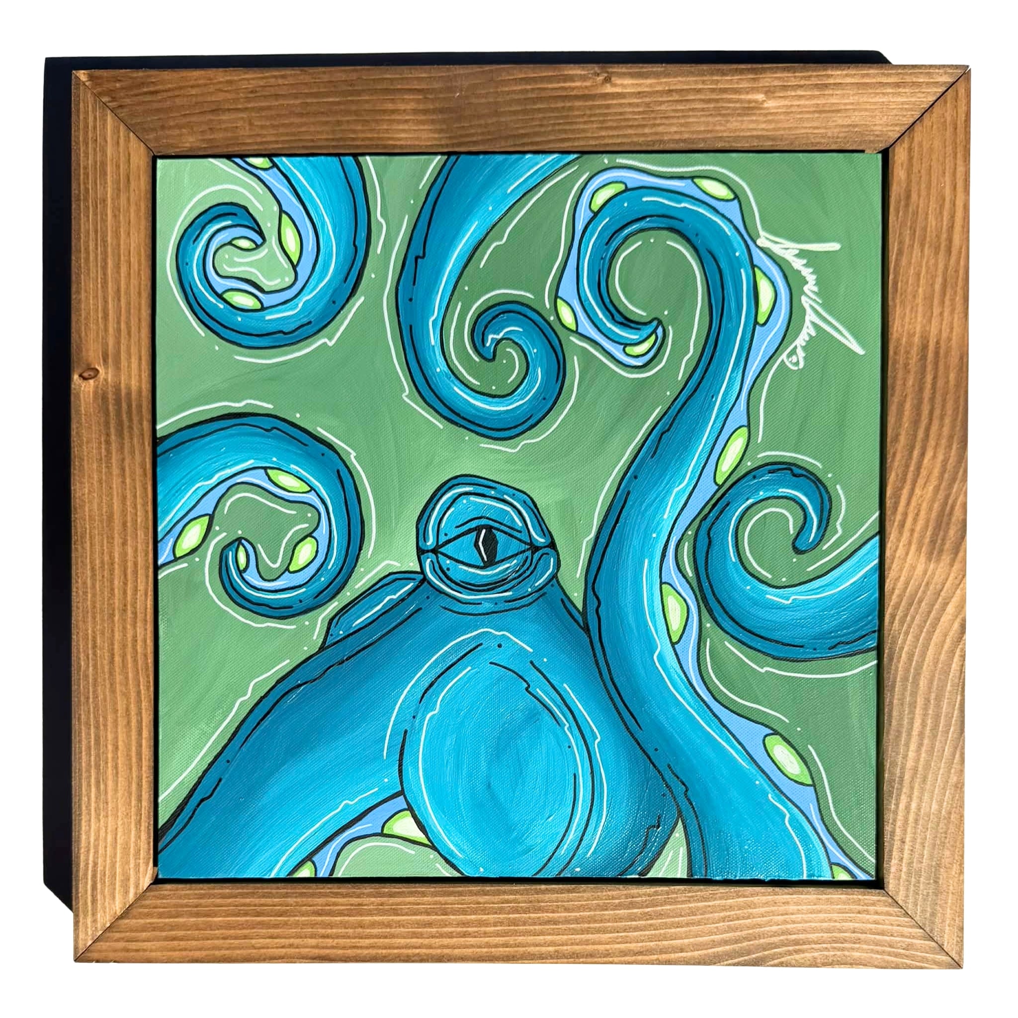 MATCHA OCTO - CANVAS ORIGINAL WITH CUSTOM FRAME 15" X 15"