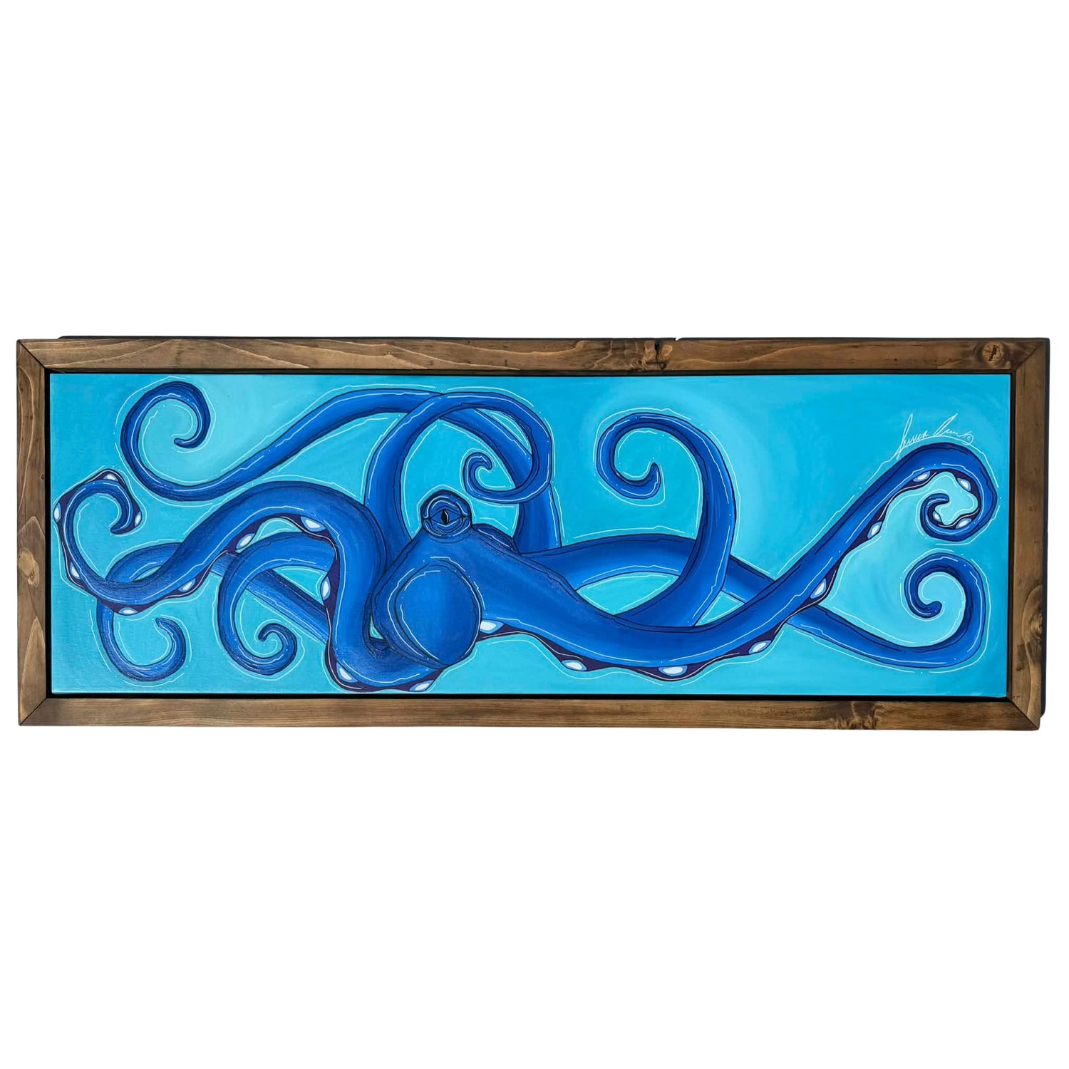 AZURE OCTO - CANVAS ORIGINAL WITH CUSTOM FRAME 19.5" X 51.5"