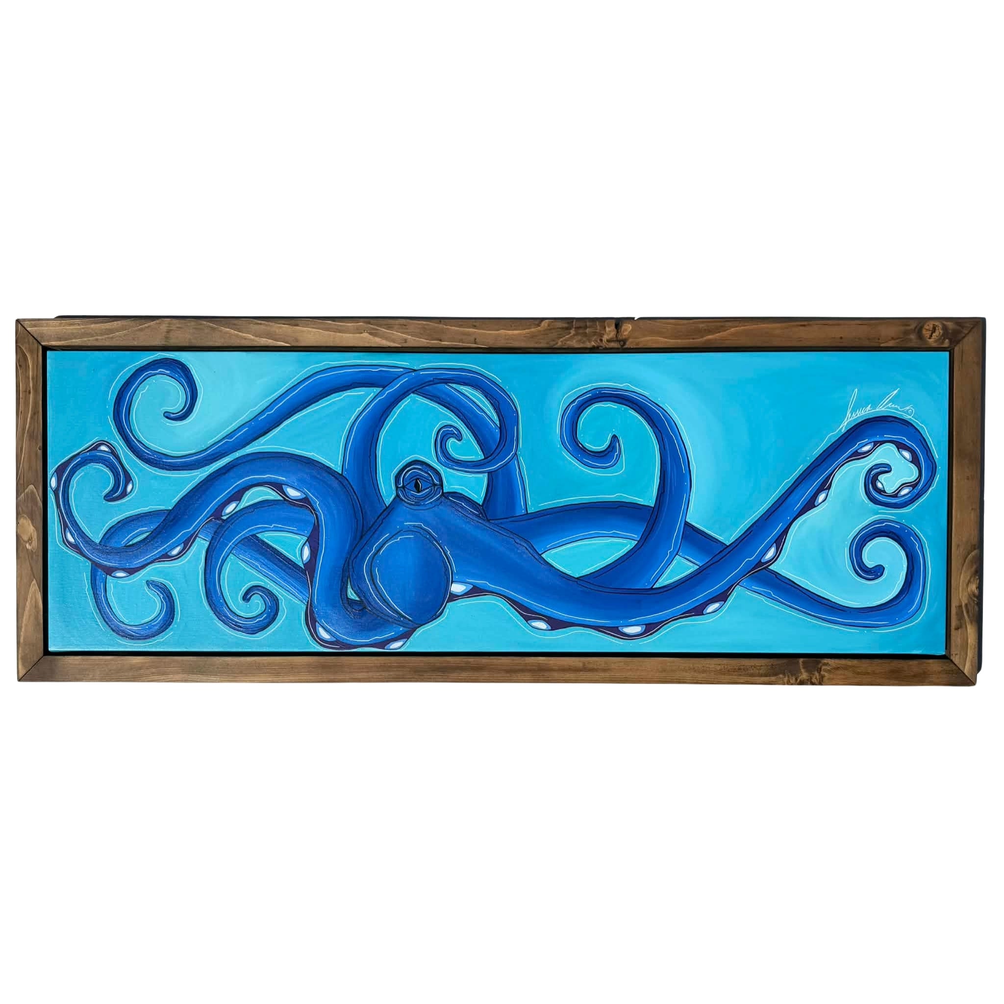AZURE OCTO - CANVAS ORIGINAL WITH CUSTOM FRAME 19.5" X 51.5"