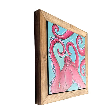 FUCHSIA OCTO - CANVAS ORIGINAL WITH CUSTOM FRAME 15" X 15"