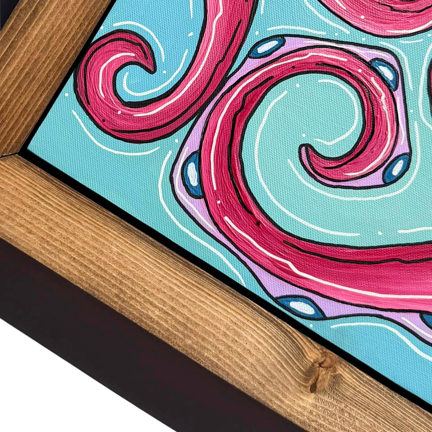 FUCHSIA OCTO - CANVAS ORIGINAL WITH CUSTOM FRAME 15" X 15"