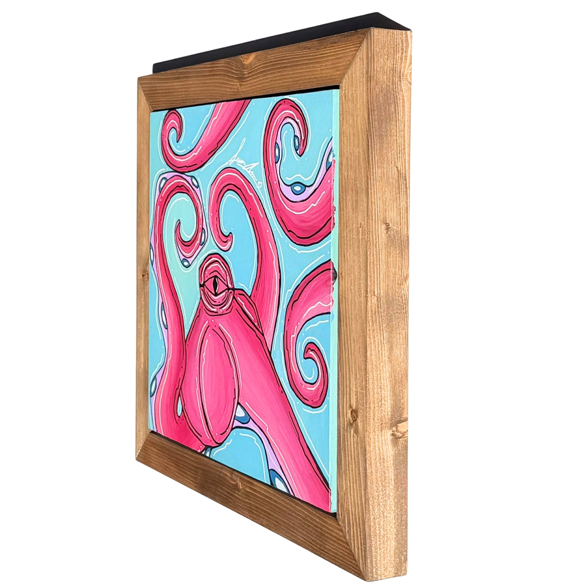 FUCHSIA OCTO - CANVAS ORIGINAL WITH CUSTOM FRAME 15" X 15"