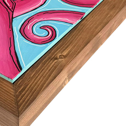 FUCHSIA OCTO - CANVAS ORIGINAL WITH CUSTOM FRAME 15" X 15"