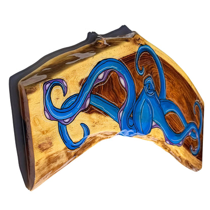 BLUE HORIZONTAL OCTO - LIVE EDGE WOOD 9.5" X 27"