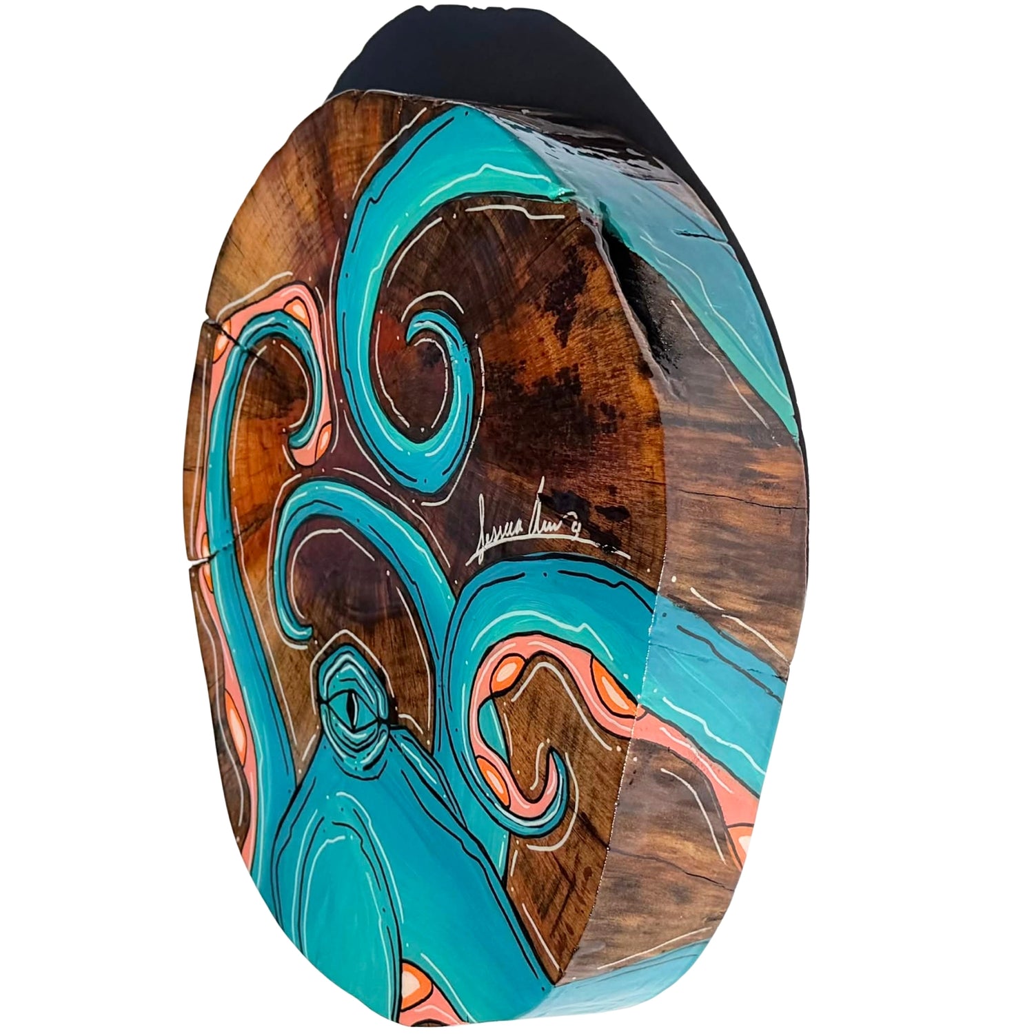 TEAL OCTO - LIVE EDGE ROUND 11" X 12"