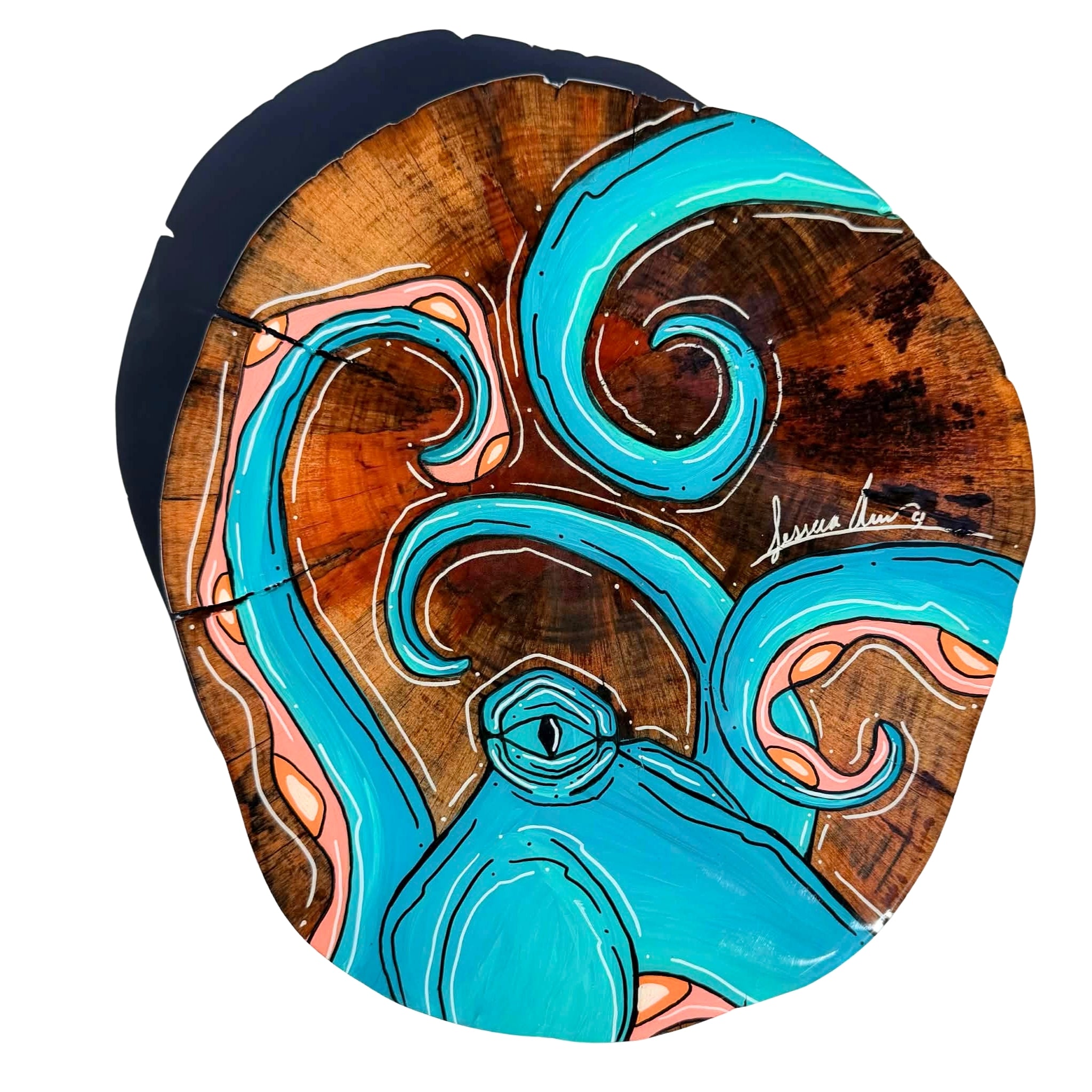 TEAL OCTO - LIVE EDGE ROUND 11" X 12"