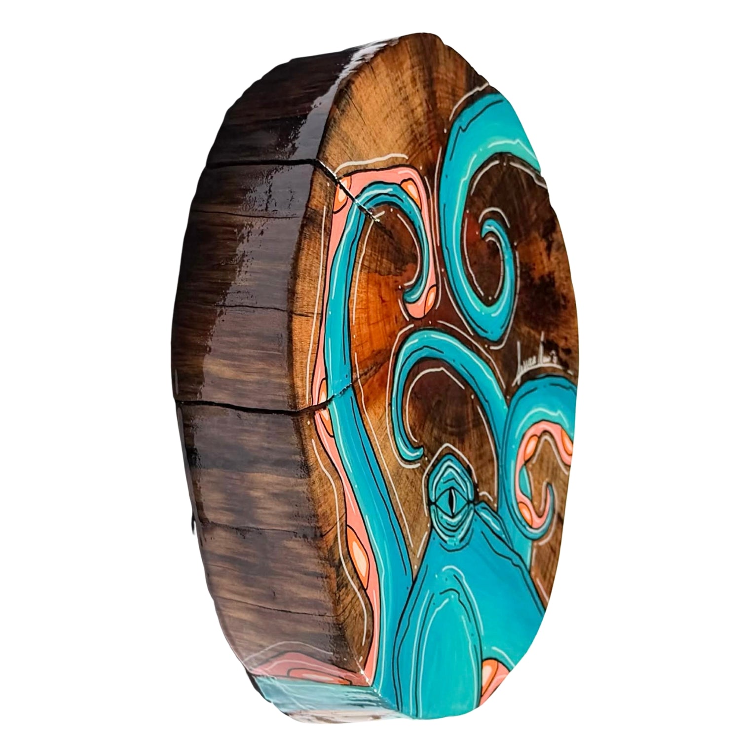 TEAL OCTO - LIVE EDGE ROUND 11" X 12"