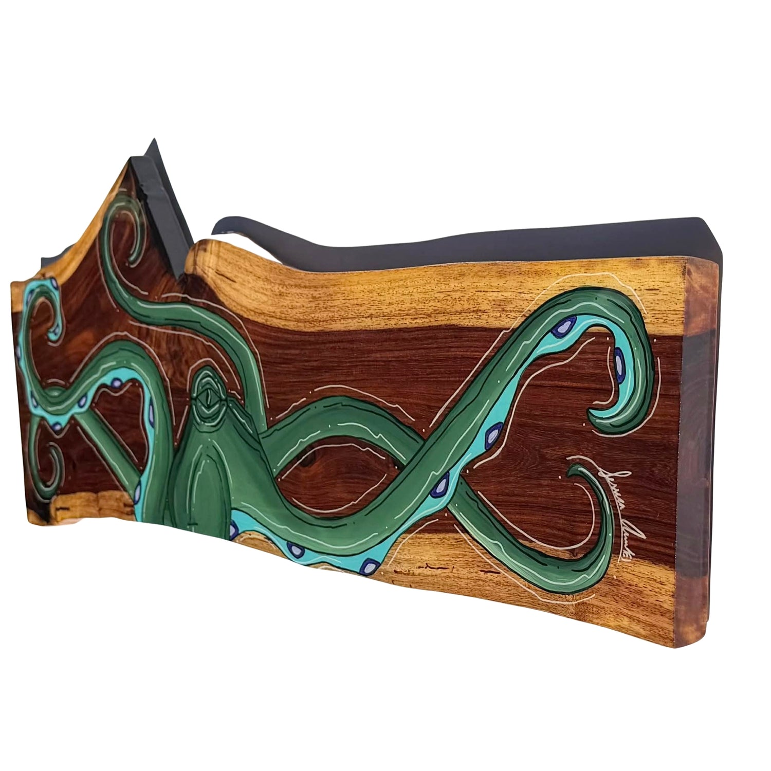GREEN HORIZONTAL OCTO - LIVE EDGE WOOD 12" X 35"