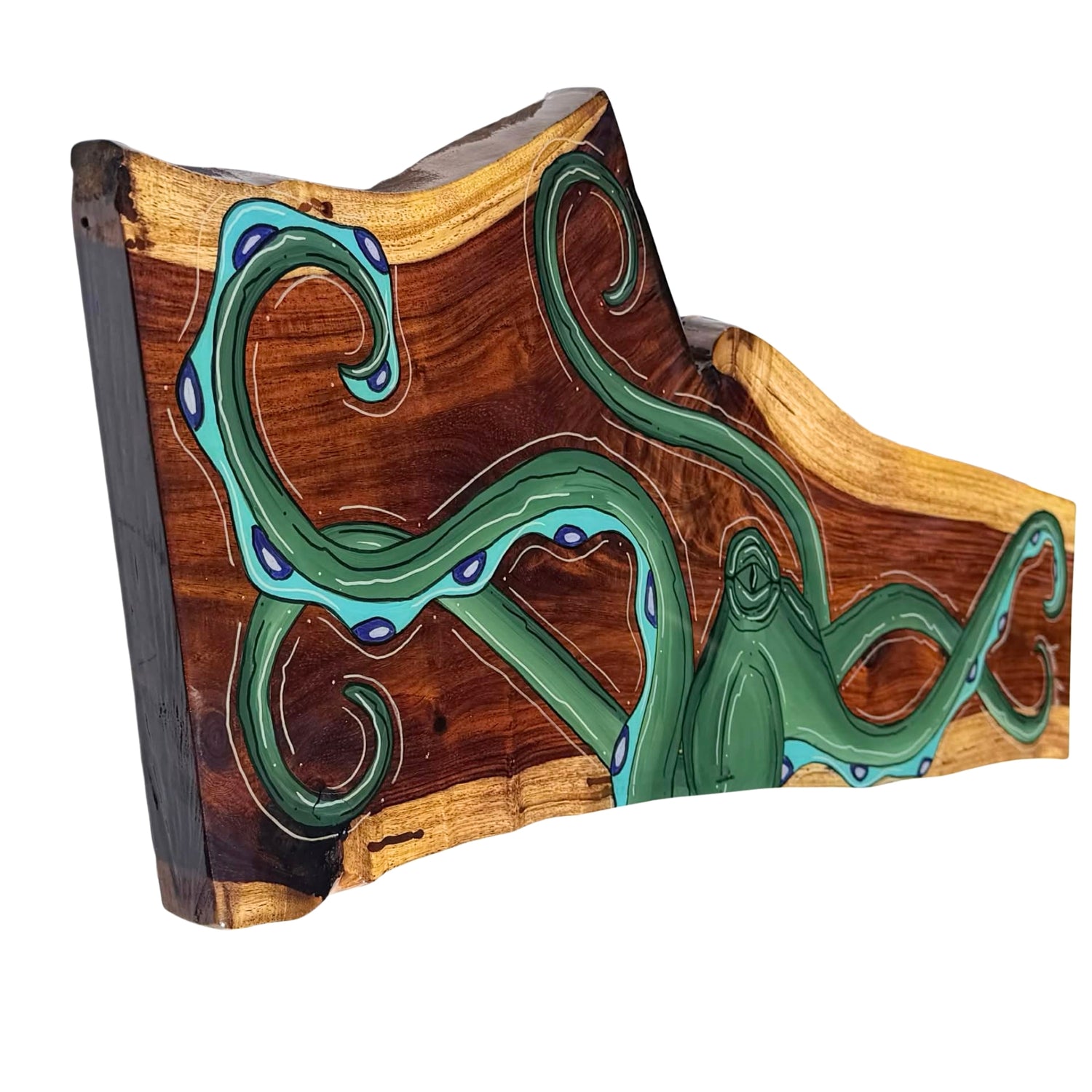 GREEN HORIZONTAL OCTO - LIVE EDGE WOOD 12" X 35"