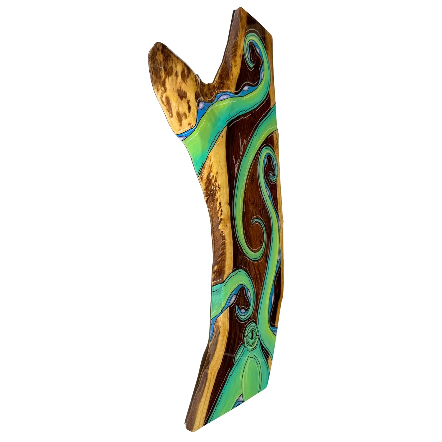 SEA FOAM VERTICAL OCTO - LIVE EDGE WOOD 14.5" X 29"