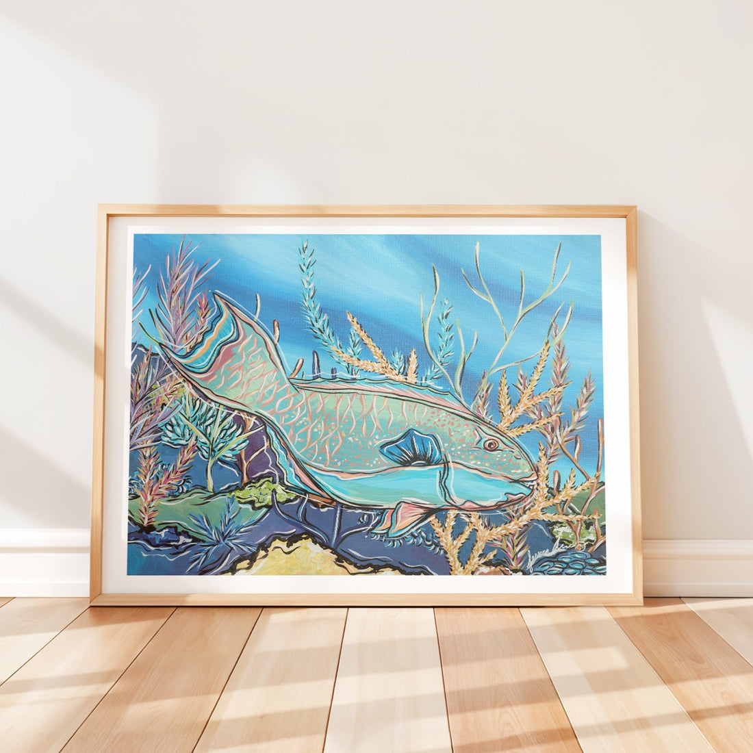 Parrotfish In The Reef Print