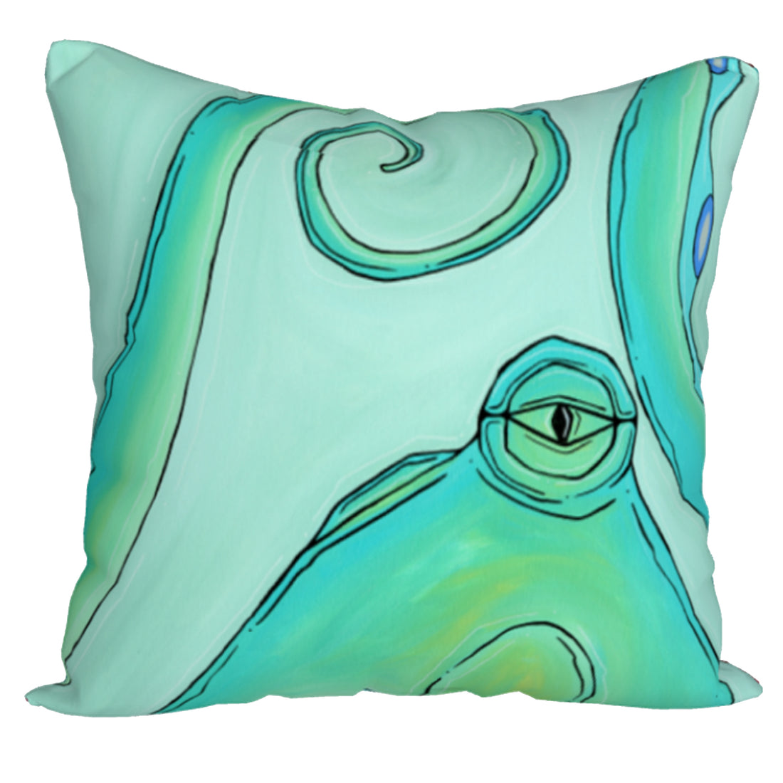 Teal Octo + Coral Octo Pillow Case