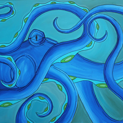 Blue Tentacles Octo Framed 18x24&quot;