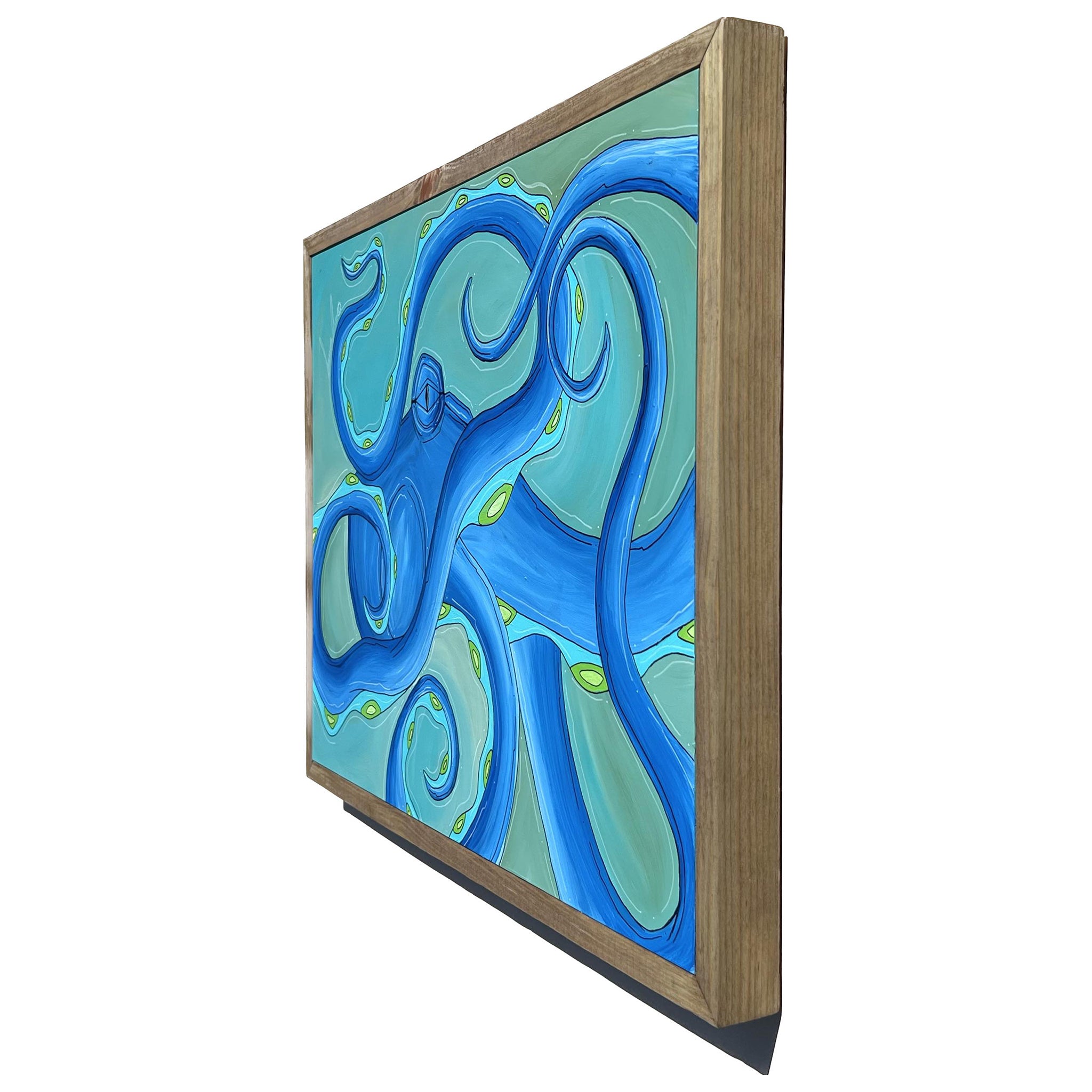 Blue Tentacles Octo Framed 18x24&quot;