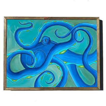 Blue Tentacles Octo Framed 18x24&quot;