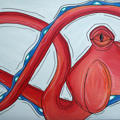 Red Octo Stretch Framed 14&quot; x 62&quot;