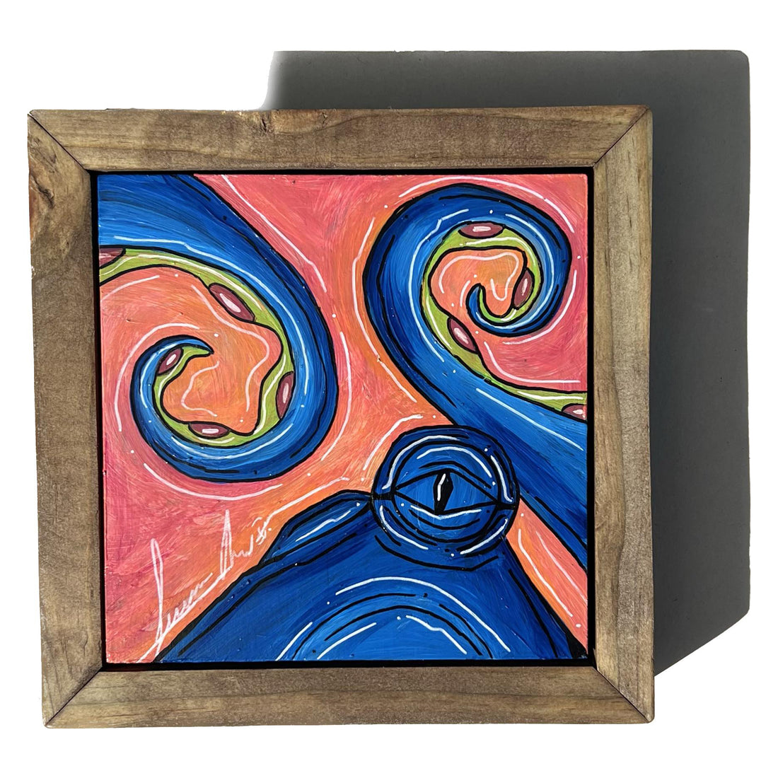 Dark Blue Octo Mini Framed 6x6&quot;
