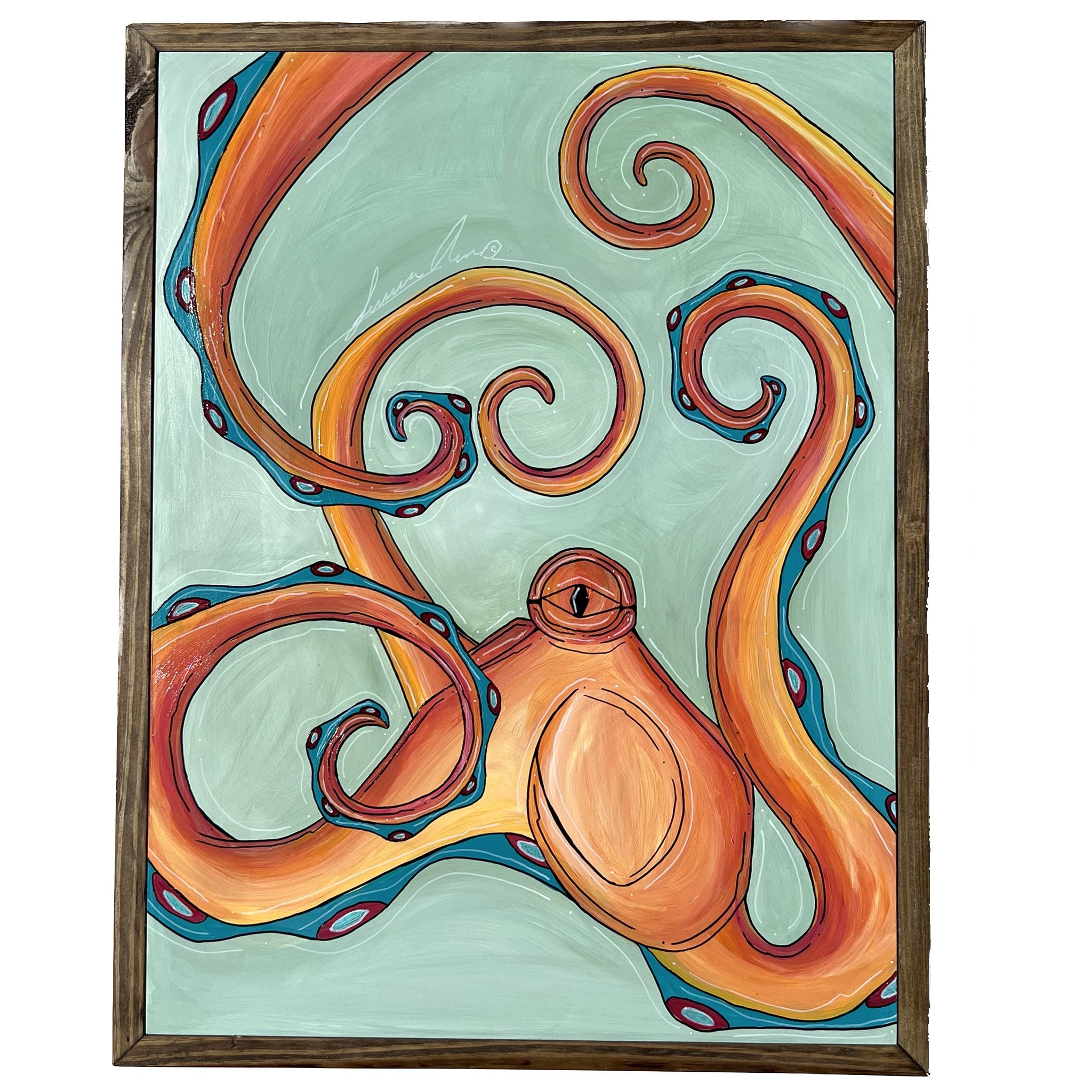 Coral Octo Framed 18x24&quot;