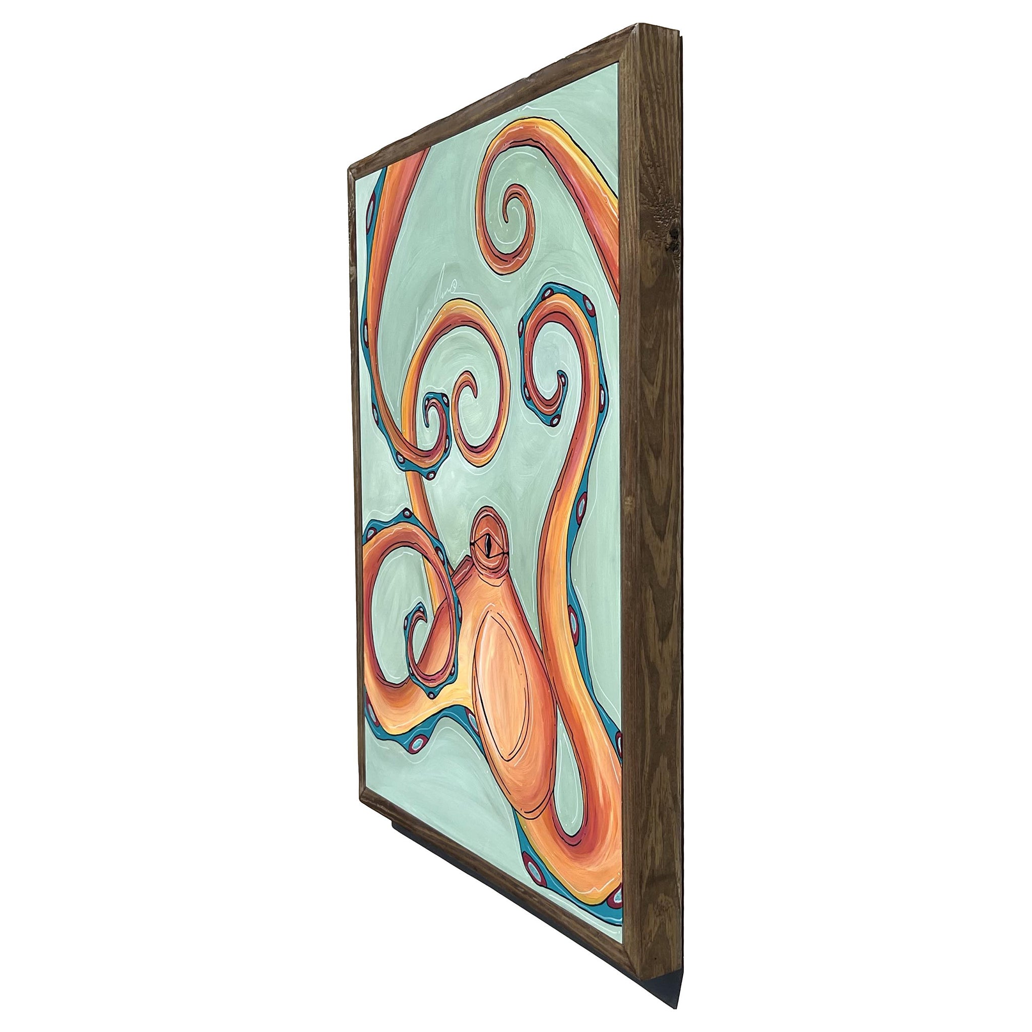 Coral Octo Framed 18x24&quot;