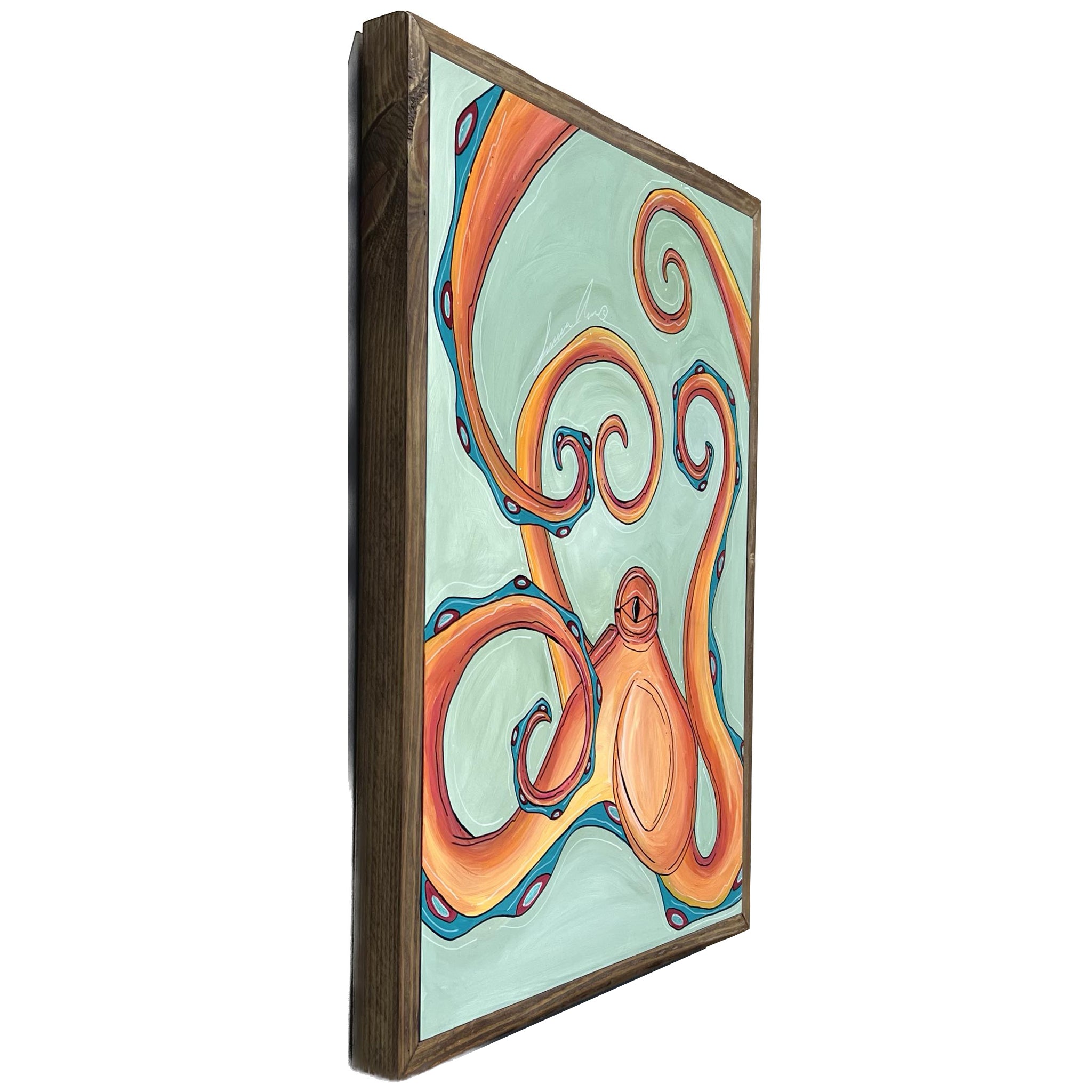 Coral Octo Framed 18x24&quot;
