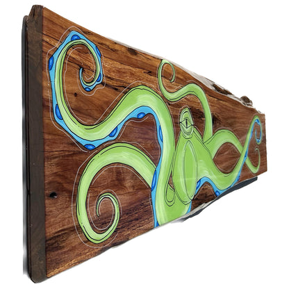 Lime Green Octo Live Edge Wood 15&quot; x 44&quot;