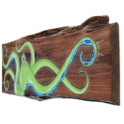 Lime Green Octo Live Edge Wood 15&quot; x 44&quot;