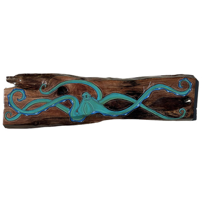 Dark Teal Octo Live Edge Wood 13&quot; x 44&quot;